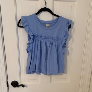 Maeve Light Blue Ruffled Kids Blouse